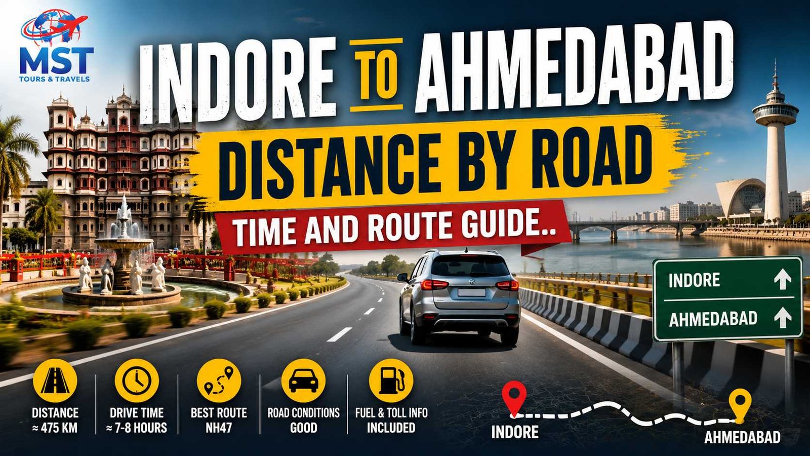 Indore to Ahmedabad Distance by Road