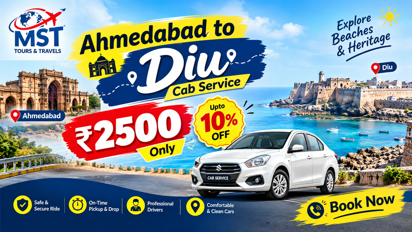 Ahmedabad to Diu cab at ₹2500 | Upto 10% off